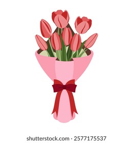 A bouquet of flower (red tulip) on white background