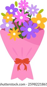 Bouquet Flower Script Cartoon Colored Clipart 