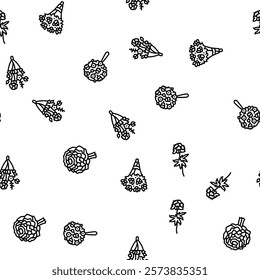 bouquet flower wedding gift vector seamless pattern thin line illustration