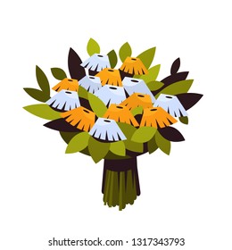 bouquet of flowers 8 march happy womens day concept beautiful floristry for holidays white background flat