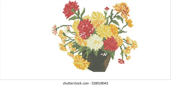 bouquet of flowers autumn cross stitch