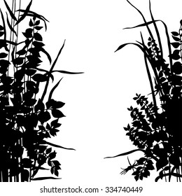 Bouquet of flowers. Black ink. Vector design.