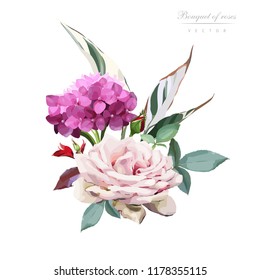 Bouquet of flowers, can be used as greeting card, invitation card for wedding, birthday and other holiday and  summer background. Vector