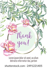 Bouquet of flowers. Can be used as a card, cover background or web message. Vector illustration in watercolor style.
