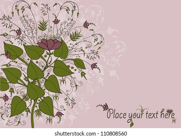 Bouquet of flowers, card for text