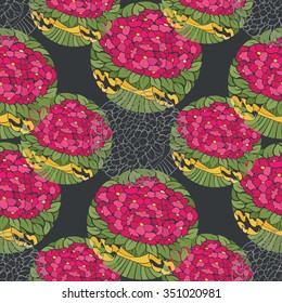 bouquet of flowers in a circle. Seamless vector pattern