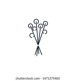 Bouquet of flowers. Congratulation .Vector linear icon.