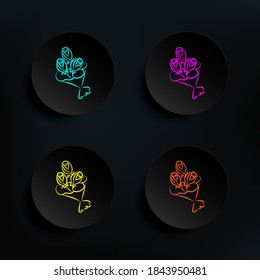 Bouquet of flowers dark badge color set icon. Simple thin line, outline vector of wedding icons for ui and ux, website or mobile application