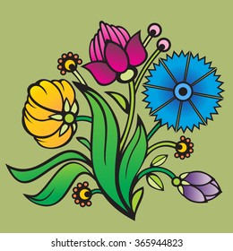 Bouquet of flowers. Decorative elements for design card. Vector drawing.