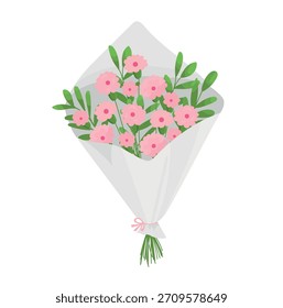 Ramo de flores. Clipart de Vector plano, ilustración con fondo aislado.