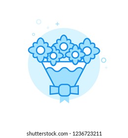 Bouquet of Flowers Flat Vector Icon.
