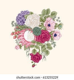 Bouquet of flowers. Floral background. Vector illustration.