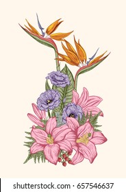 Bouquet of flowers. Floral background. Vector illustration.