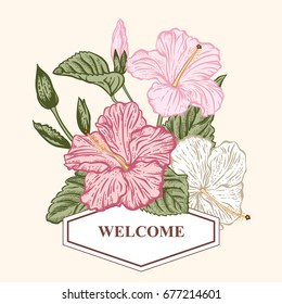 Bouquet of flowers. Floral frame. Vector illustration.