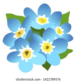 bouquet of flowers of forget-me-nots, isolate on a white background