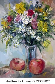 Bouquet of flowers and fruits