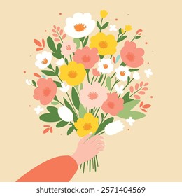 bouquet of flowers, bouquet as a gift, flowers, flower arrangement, flowers vector, Congratulations