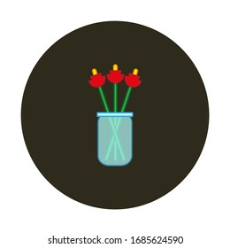 bouquet of flowers in glass vase white background