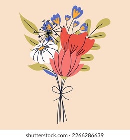 Bouquet of flowers. Good for greeting cards or invitation design, floral poster.