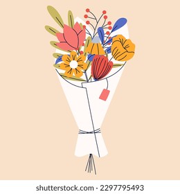 Bouquet of flowers. Good for greeting cards or invitation design, floral poster.