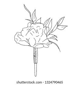 Bouquet of flowers. Hand draw vector illustration. black and white. Wedding bouquet of the bride.