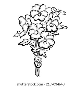 Bouquet of flowers. A hand-drawn color sketch highlighted on a white background. Vector illustration