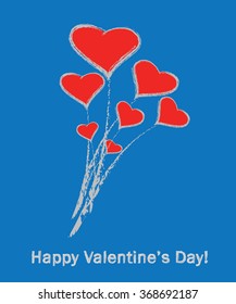 Bouquet of flowers (hearts). Flat. Vector. Happy Valentine's Day