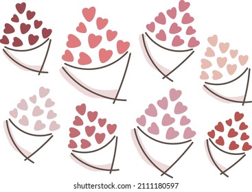 Bouquet of Flowers in a heart-shaped. Valentine's Day 