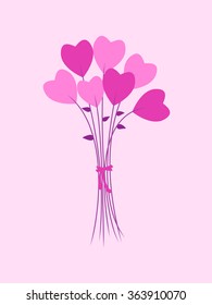 Bouquet of Flowers in a heart-shaped. Valentine's Day greeting Card.