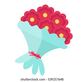 Bouquet of flowers icon, flat design. Isolated on white background. Vector illustration, clip art