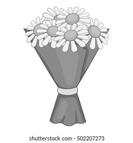 Bouquet of flowers icon. Gray monochrome illustration of bouquet of flowers vector icon for web
