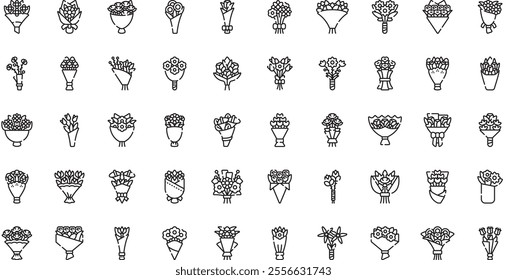 Bouquet of flowers icons High-Quality Vector Icons Collection with Editable Stroke. Ideal for Professional and Creative Projects.