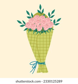 	
Bouquet of flowers. Illustration of flowers. Design element for greeting card, invitation, print, sticker. Illustration for birthday, mother's day, valentine's and woman's day.