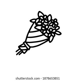  bouquet of flowers isolated on a white background. Vector illustration in doodle style. Design for Valentine's Day, March 8, Birthday
