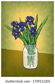 A bouquet of flowers in a jar. Vector illustration