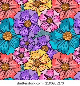 Bouquet Flowers And Leave Hand Draw Flower In Painted For Adult Coloring Book