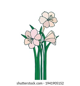 Bouquet of flowers Lilies. Vector stock illustration eps10. Hand drawing. 