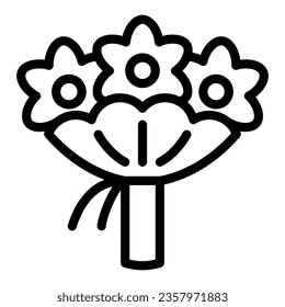 Icono de ramo de flores, concepto de 8 de marzo, cartel de la tarjeta de felicitación de flores sobre fondo blanco, icono de ramo de flores en estilo de contorno para el concepto móvil y el diseño web. Gráficos vectoriales