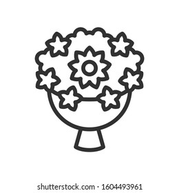 bouquet of flowers, linear icon. Editable stroke