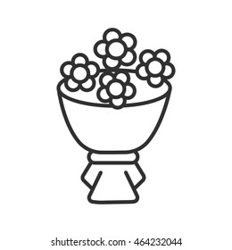 Bouquet of flowers linear icon. Thin line design