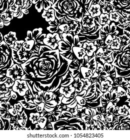 bouquet of flowers monochrome for postcards, congratulations, price tags