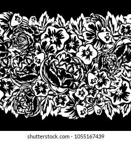 bouquet of flowers monochrome for postcards, congratulations, price tags
