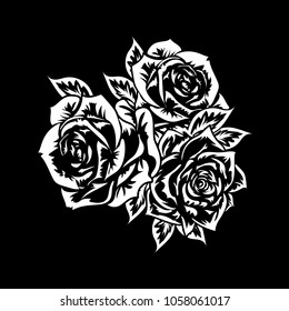 Graphic Detailed Black White Roses Flower Stock Vector (Royalty Free ...