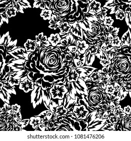 bouquet of flowers monochrome for postcards, congratulations, price tags