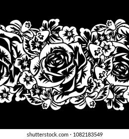 bouquet of flowers monochrome for postcards, congratulations, price tags