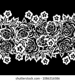 bouquet of flowers monochrome for postcards, congratulations, price tags