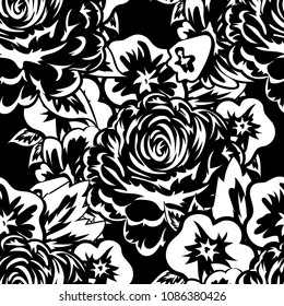bouquet of flowers monochrome for postcards, congratulations, price tags