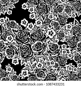 bouquet of flowers monochrome for postcards, congratulations, price tags