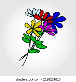 Bouquet flowers on white background Doodles flowers Vector illustration EPS 10