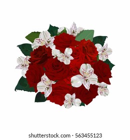 Bouquet of flowers on white background